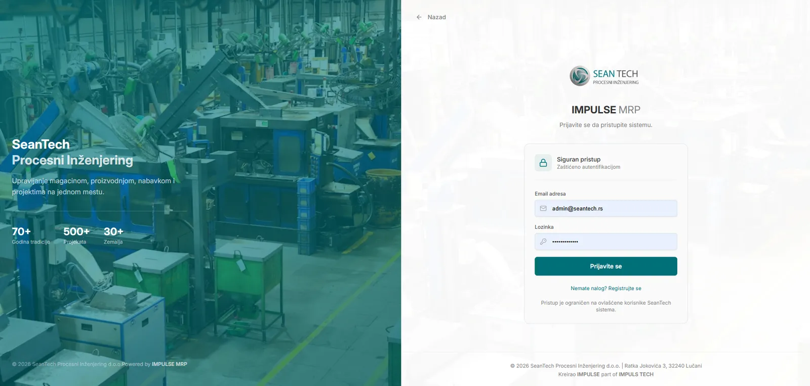 SeanTech ERP - sistem za upravljanje proizvodnjom, magacinom i nabavkom